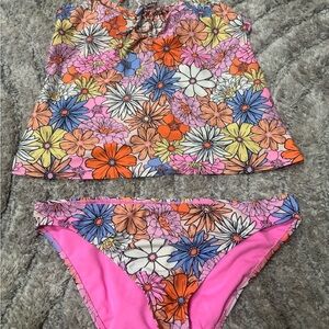 Salt and Cove 2-Piece Swimsuit – Tropical Floral Print Tankini Size XL